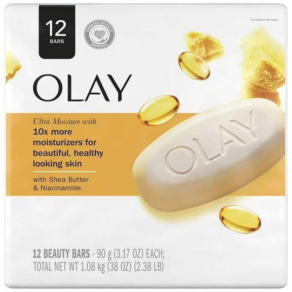 Olay Ultra Moisture Bar Soap, Shea Butter & Niacinamide 3.17 oz x 12 pack Pack of 2