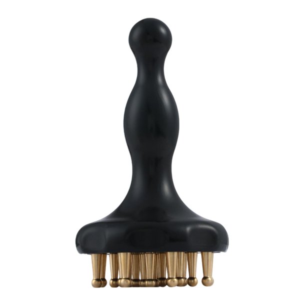 Cepillo de masaje corporal Brass Point con mango de madera y cepillo ergonómico para la presión de los meridianos Mango largo de 21 dientes