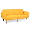thumbnail image 1 of Gymax Modern Sofa Bed Convertible Futon Sofa w/ 3-Level Adjustable Angle Function Yellow, 1 of 8