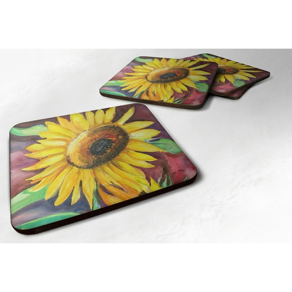 Carolines Treasures JMK1268FC Sunflowers Foam Coaster Set of 4 3 1/2 x 3 1/2 multicolor
