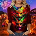 thumbnail image 2 of Byworldtasic Womens 3/4 Sleeve Tops Carnival Fashion Round Neck Mardi Gras Printed Blouse Pullover T-shirt, 2 of 5