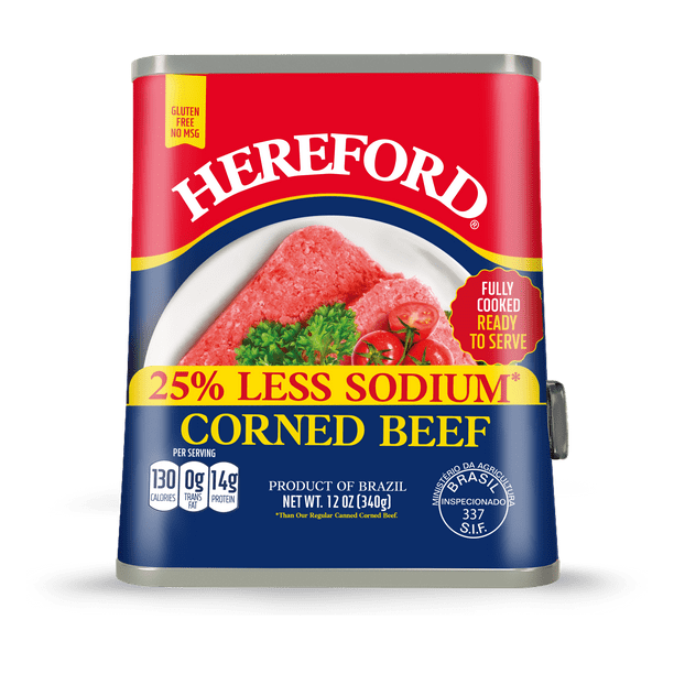 Hereford Corned Beef, 25 Less Sodium, 12 oz Can