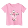 thumbnail image 3 of Gzbliryd Cute Easter Shirts Funny Short Sleeve Shirt Cute Cartoon Graphic Tees for Teen Girls Easter Baseball Bunny Short Sleeve Tops (Pink,3-4 Years), 3 of 3