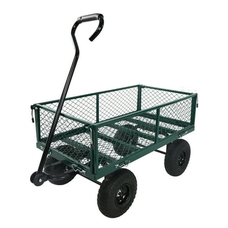Garden Wagon Cart with Removable Sides for Easy Transport of Firewood, Plants, and Heavy Yard Materials - 550 Lb Capacity Foldable Utility Trolley with 10 Inch Wheels