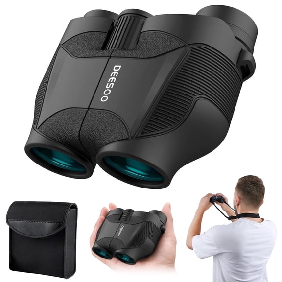 Deesoo 12x25 Compact Binoculars with Low Light Vision Lightweight and Easy-Focus for Adults Kids Bird Watching, Hunting, Hiking, Concert