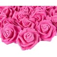 thumbnail image 1 of Coolmade Rose Flower Heads, Artificial Roses for Weddings and Crafts (3 in, Deep Pink, 100), 1 of 5