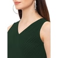 thumbnail image 4 of eloria Women's Georgette Summer Casual Pleated Design V Neck Sleevless A Line Long Dress, Color : Bottle Green | Size : M, 4 of 6