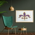 thumbnail image 2 of Fleur De Lis Wall Art with Frame, Ornate Heraldic Design in Nostalgic Medieval Antique Elements, Printed Fabric Poster for Bathroom Living Room, 35" x 23", Yellow Purple, by Ambesonne, 2 of 2