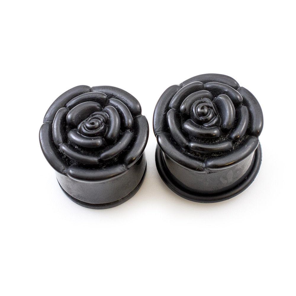 Acrylic Ear Plugs with Roses Design and O ring Multiple Sizes Available - image 2 of 12