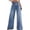 *2-Blue, variant on Women's High Waisted Button Detail Jeans , Ladies' Side Slit Wide Leg Denim Pants , Vintage Washed Loose Fit Trousers For Women,Blue,S-2XL