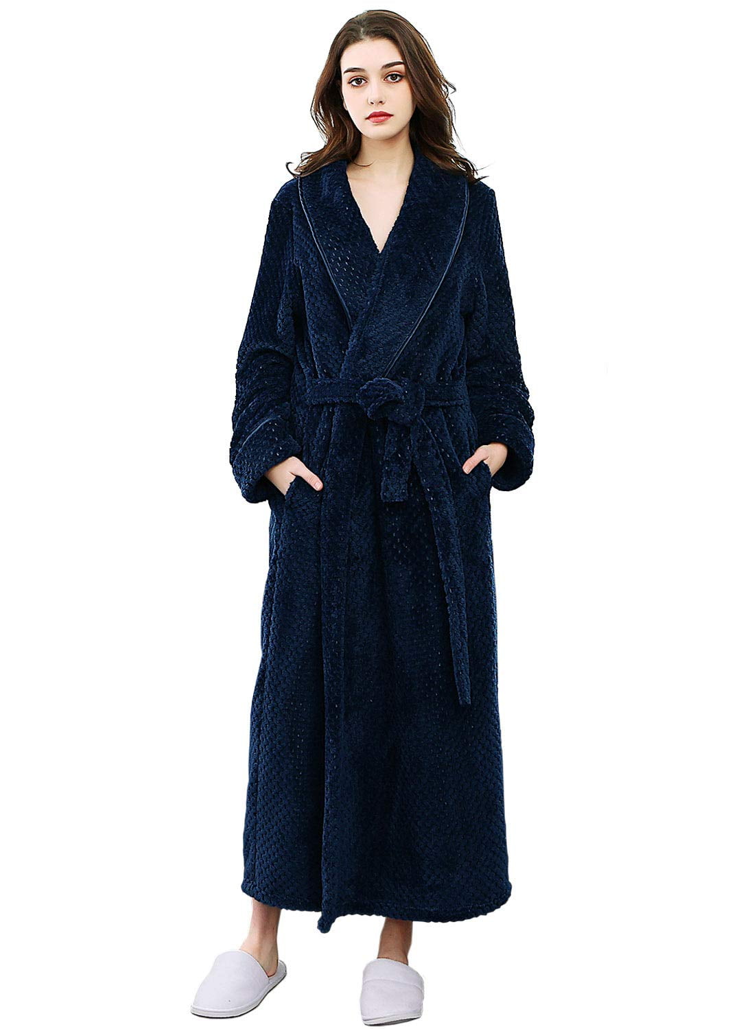 VOIANLIMO Women's Long Robe Comfy Warm Soft Spa Plush Bathrobe