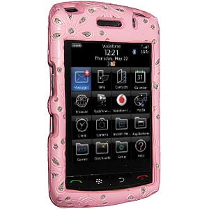 - Premium Faux Leather Bling Snap On Hard Shell Case for BlackBerry Storm 2 9550, BlackBerry Storm 9530 - Pink
