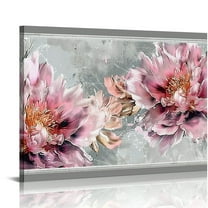 JRXY Large Flower Canvas Wall Art for Living Room Bedroom Pink Floral Picture Modern Wall Decor picture 1