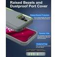 thumbnail image 4 of Revvl 6 Pro Case, Revvl 6X Pro Case, with Glass Screen Protector, Dust-Proof Port Cover, Full Body Rubber Protection Phone Case for T-Mobile Revvl 6/6x Pro 5G, Green/Grey, 4 of 16