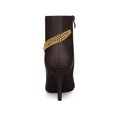 thumbnail image 2 of BLISSFUL STEP Women's Chain Pointy Toe Side Zipper Stiletto Heel Ankle Boots Coffee 8, 2 of 7