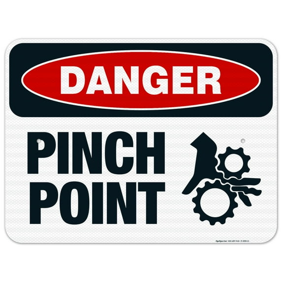 Pinch Point Sign, OSHA Danger Sign, 18x24 Reflective Aluminum EGP