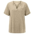 thumbnail image 3 of Women's Tops V Neck Button Fashion Solid Color Short Sleeved Pocket Loose T Shirt Silk Tops for Women plus Light V Neck plus Size V Neck Blouse Womens plus Size Tops for Work plus Size Workout Shirts, 3 of 3