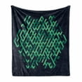 thumbnail image 1 of Modern Soft Flannel Fleece Throw Blanket, Geometric with Ombre Elements Colored Lines Maze Like Circle Round Seem Image, Cozy Plush for Indoor and Outdoor Use, 70" x 90", Green and Blue, by Ambesonne, 1 of 6