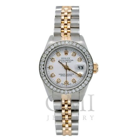 Rolex Datejust Two Tone Diamond Watch, 6917 26mm, White Dial With 1.2CT Diamond Bezel
