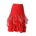 thumbnail image 2 of Womens Latin Dance Skirt Training Stage Performance Dress Ballroom Costumes Red, 2 of 8