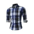 thumbnail image 3 of SUNSIOM Men's Casual Lapel Collar Shirt, Plaid Print Button-Down Long Sleeve Simple Tops for Spring Summer, 3 of 5