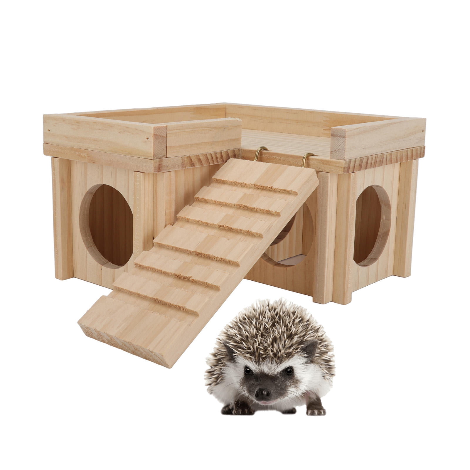 Suodoka Multi‑Room Wooden Hamster House with Maze Tunnel, Ladder & Easy‑Clean Design – Cozy Hideout for Small Pets