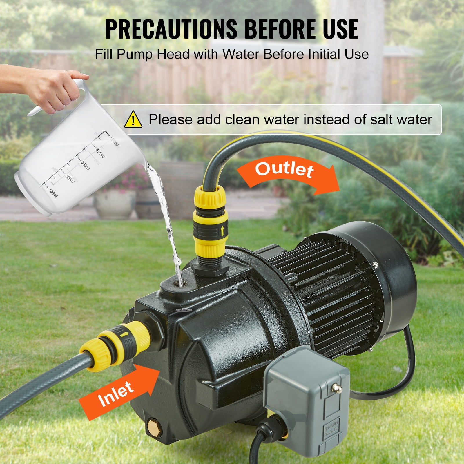 VEVOR 1HP Premium Cast Iron Shallow Well Jet Water Pump, 115 Volt, 17.6 GPM 164 FT Maximum Head Irrigation Water Pump, for Agricultural Garden Irrigation System