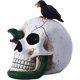 thumbnail image 1 of Halloween Decoration, Hand-Painted Spooky Resin Skull with Snake and Crow Statue, Skeleton Sculpture Ornament, 1 of 5