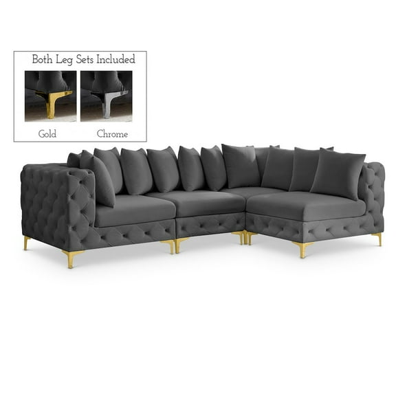 Meridian Furniture Tremblay Grey Velvet Modular Sectional