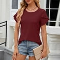 thumbnail image 5 of Diufon Summer Tops for Women Crew Neck Ruffle Short Sleeve Shirts Casual Loose Tunic Clothes, 5 of 7