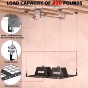 YOHKOH 4x4 FT Overhead Garage Storage Rack – Heavy-Duty Ceiling Lift System with Hand Crank & Secure Lock, Adjustable Storage for Workshop & Basement