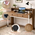 thumbnail image 6 of Extendable Computer Desk with 2 Drawers, Home Office Desk with Pull Out Secondary Desk for Study,Working,Writing，Natural, 6 of 10