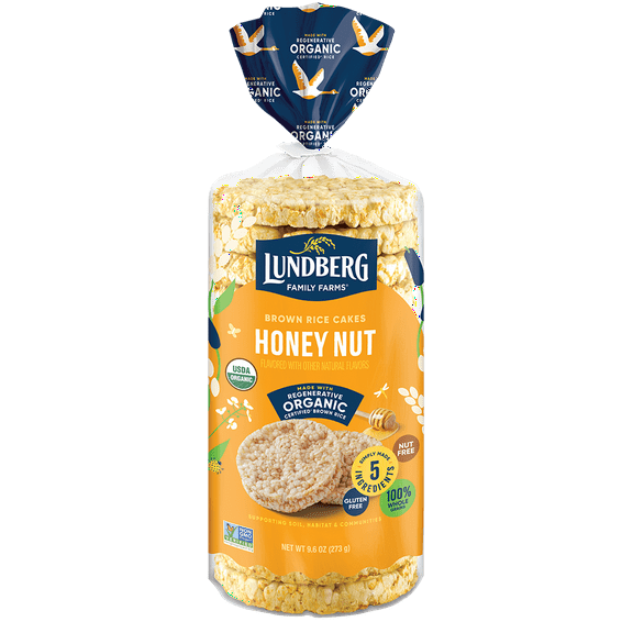Pack of 6, Lundberg Organic Honey Nut Rice Cakes, 9.6 oz