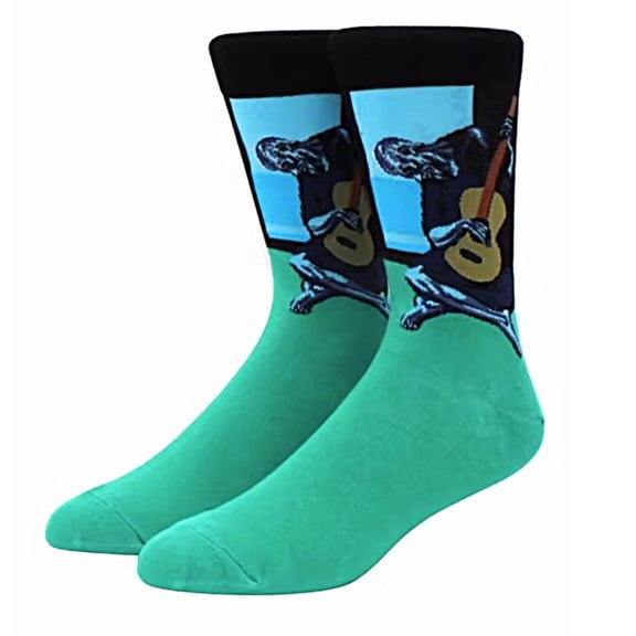 Old Guitarist Picasso Famous Art Socks - Green (Two Sizes) Size: Large