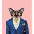 thumbnail image 3 of Hipster Duvet Cover Set, Whimsical Portrait of a Cat in Cartoonish Suit with West and Yellow Tie, Decorative 3 Piece Bedding Set with 2 Pillow Shams, King Size, Blush and Multicolor, by Ambesonne, 3 of 3