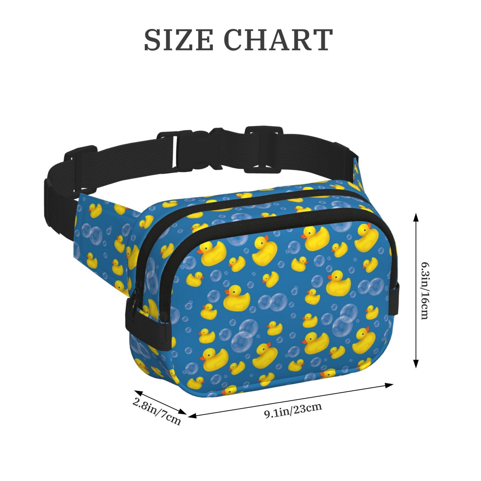 Picia Rubber Duck Print Square Double-Layer Waist Bag Mini Adjustable Waist Belt Bag Exercise Running Travel Hiking