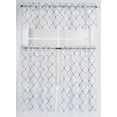 thumbnail image 1 of Kitchen Curtain Sheer with Embroidery (3pc Set- 2 Tiers and 1 Valance) (White with Grey Linings), 1 of 2