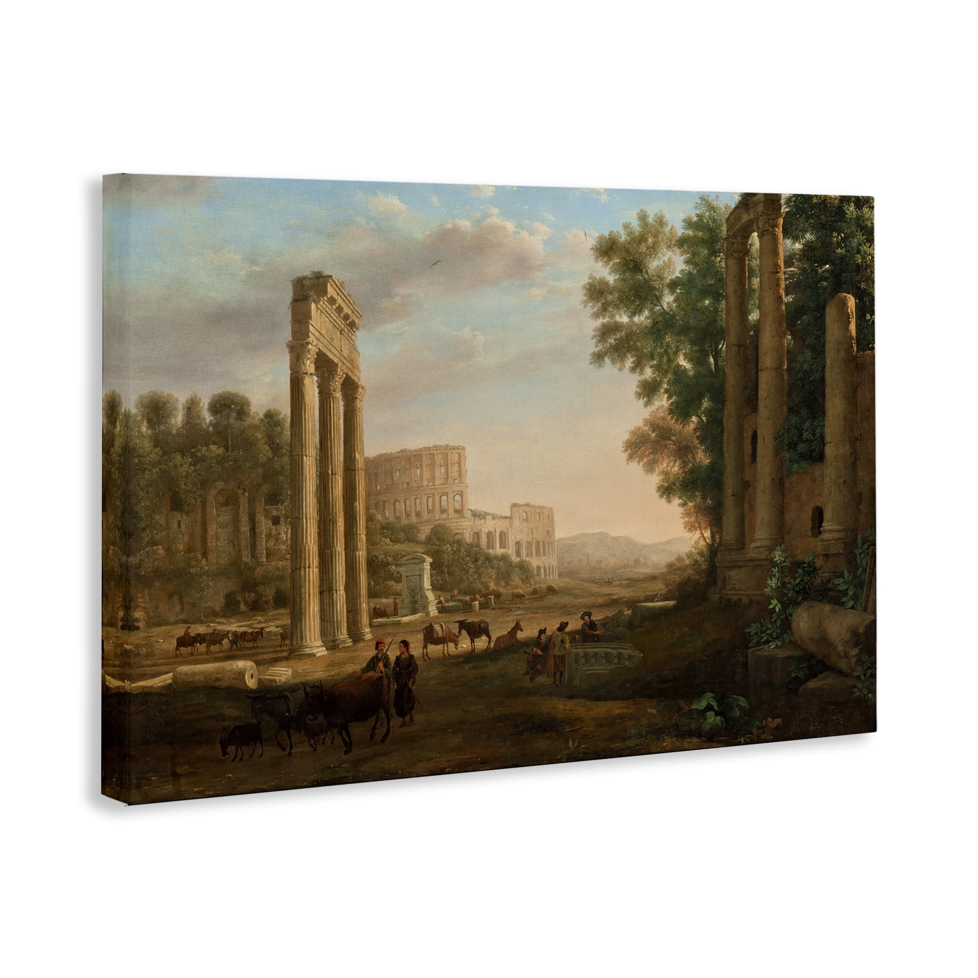 Stupell Industries Classic Claud Ruins of Roman Forum Buildings & Architecture Painting Wrapped Canvas Art Print Wall Art, 24 x 16