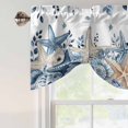 thumbnail image 5 of Ocean Tie Up Valances Curtain, Adjustable Kitchen Blue Beige Starfish Shells Eucalyptus Leaves Flowers Valances for Windows Decor, Rod Pocket Short Curtains Set for Bedroom/Bathroom, 42"x12", 5 of 9