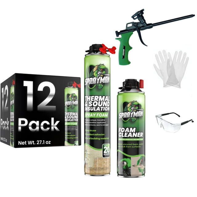 Kit de aislamiento de espuma en aerosol SPRAYMAN, 240 m², celda cerrada, 12 x 800 ml