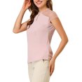 thumbnail image 4 of Allegra K Women's Ruffle Neck Mesh Panel Keyhole Back Cap Sleeve Blouse, 4 of 6
