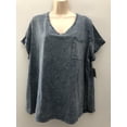 thumbnail image 4 of NWT! Falls Creek Women's Navy Blue Short Sleeve Washed Tee Top Shirt Size 1X, 4 of 11