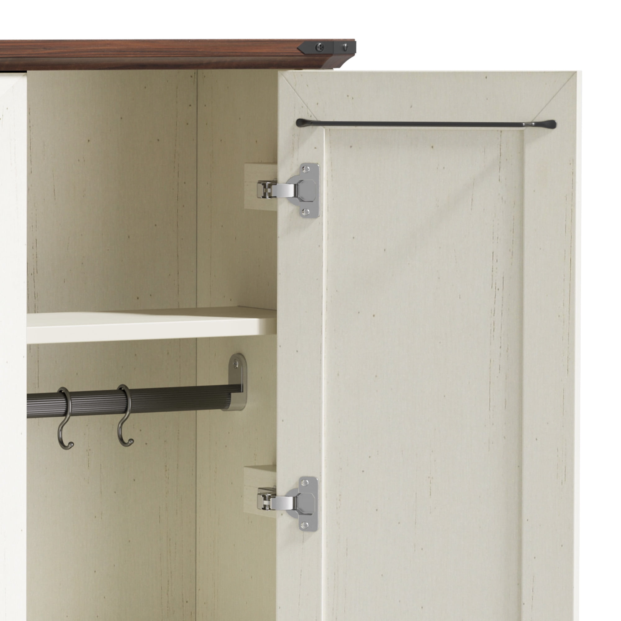 Craftian Pantry Storage Cabinet with Doors & Adjustable Shelves, 67"H Tool Cabinet with Hooks, White