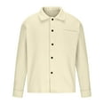 thumbnail image 7 of FAWUUDO Mens Wool Blend Shirt Jacket Button Down Lapel Collar Shacket Fall Winter Fashion Casual Jackets with Chest Pocket Beige, 7 of 7