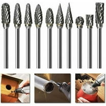 10pcs Double Cut Tungsten Steel Solid Carbide Rotary Burres Set 3mm Shank Drill Bit Twist Rods For Dremel Rotary Tools