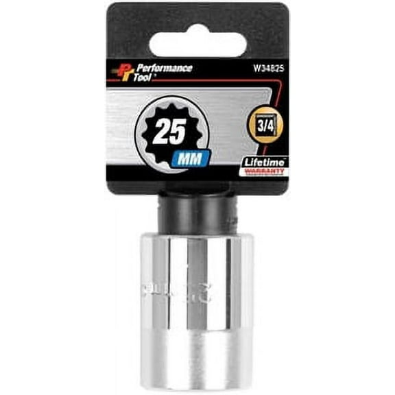 Wilmar W34825 Chrome Socket, 3/4 Drive, 25mm, 12 Point, Shallow