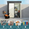 thumbnail image 3 of 5'x3' Outdoor Storage Shed, Galvanized Metal Shed with Lockable Door & Air Vent, Weather-Resistant Shed for Backyard/Patio/Garden/Lawn, Dark Gray, 3 of 8