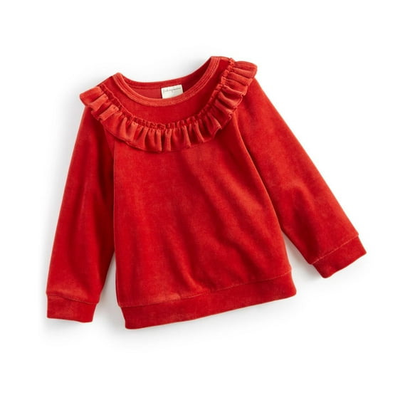 First Impressions Toddler Girls Ruffled Velour Top, Created for Macy's - Emboldened
