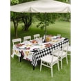 thumbnail image 4 of Outdoor Tablecloth with Umbrella Hole for Patio/Picnic/Party/Camping, Farmhouse Rooster Waterproof Table Cloth Rectangle Table Cover Washable, Country Watercolor Flowers Black Plaid (60"x 102"), 4 of 8