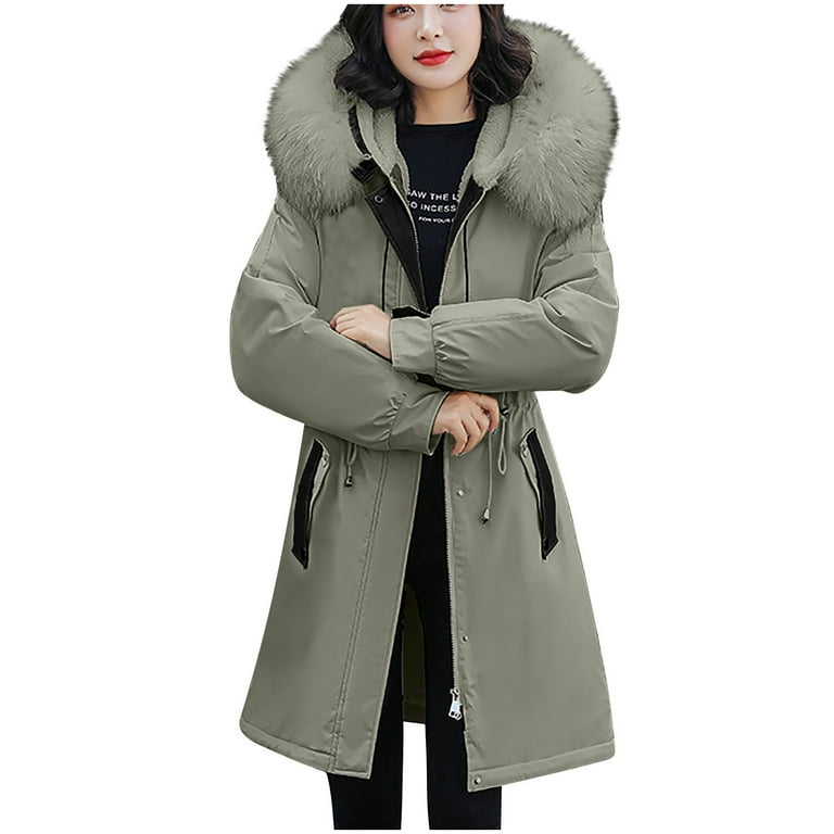 Womens Coats On Clearance LAWOR Women'S Winter stylish Tooling Long Slim  Hooded Cotton Jacket Coat